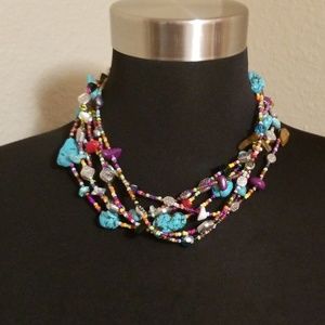 Silver Genuine Tiger Eye Amethyst Quartz Stone Necklace